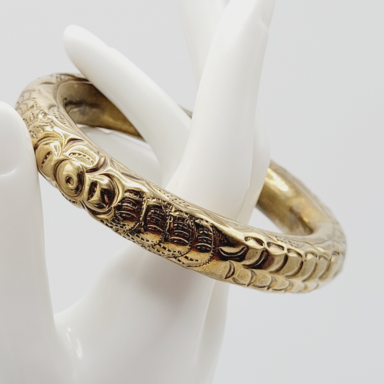 Chinese Wedding Chime Bangle Brass Repousse Chased Hollow Vintage Bracelet