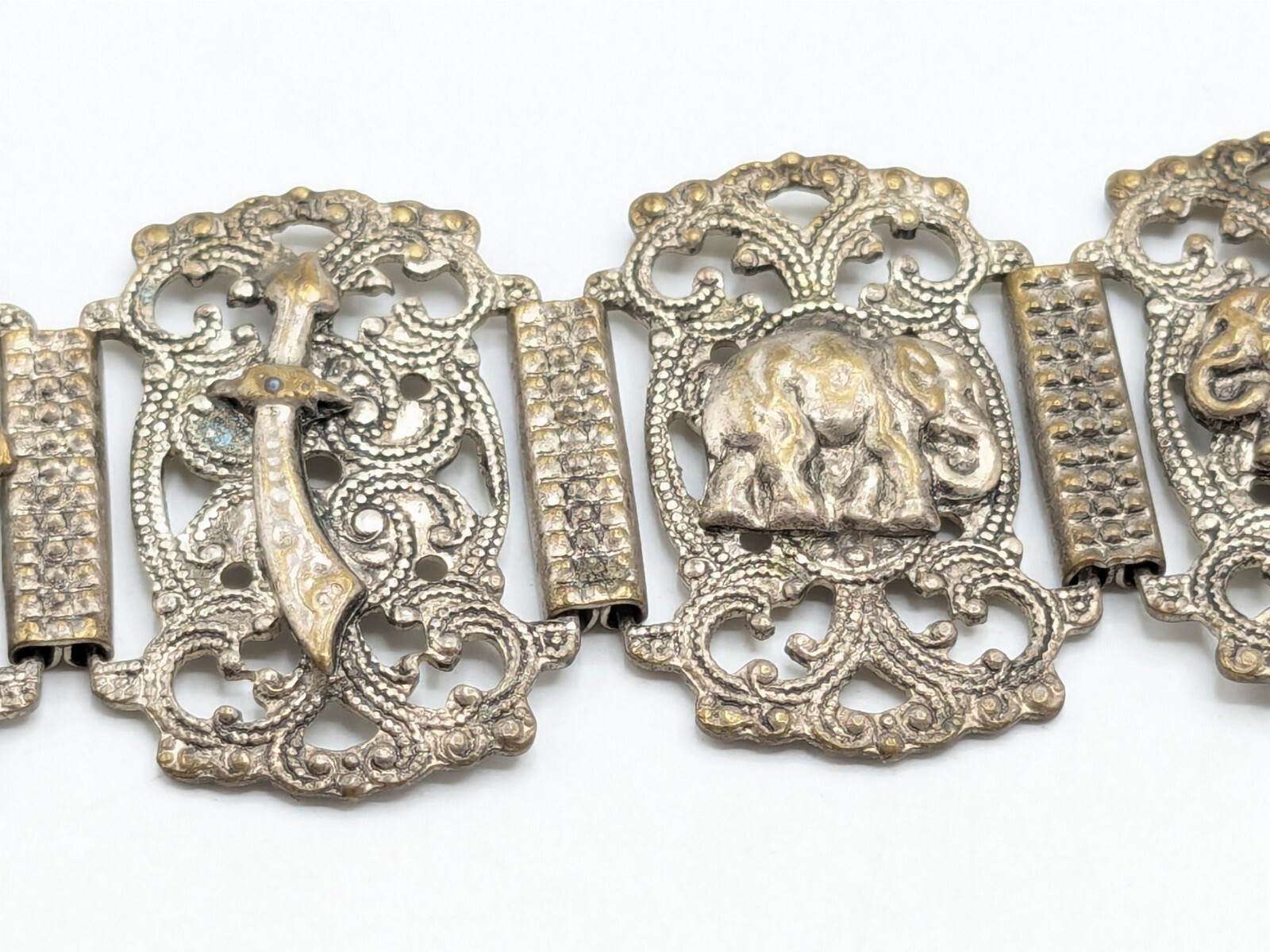 Vintage Souvenir De Maroc Brass Filigree Bracelet