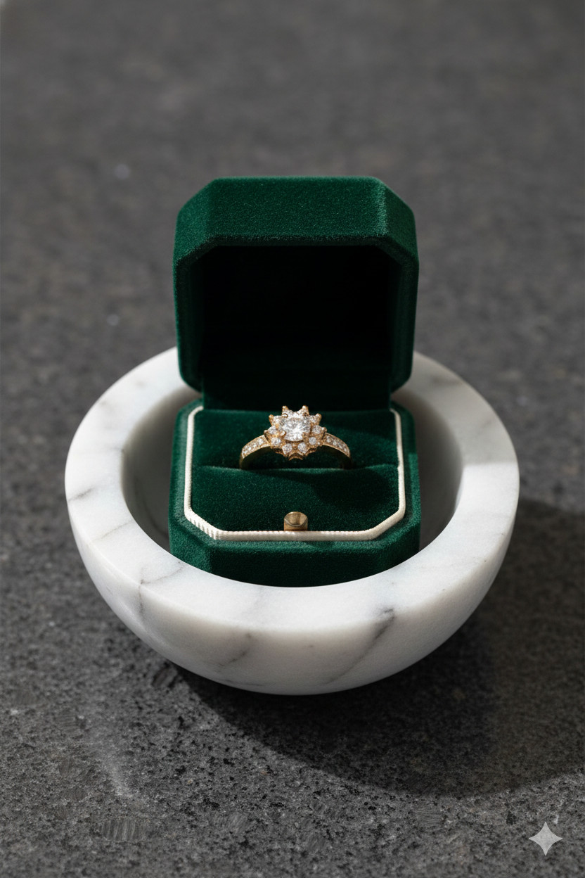 Rare Vintage Estate Gold Tone Halo Ring – Timeless Luxury & Antique Elegance