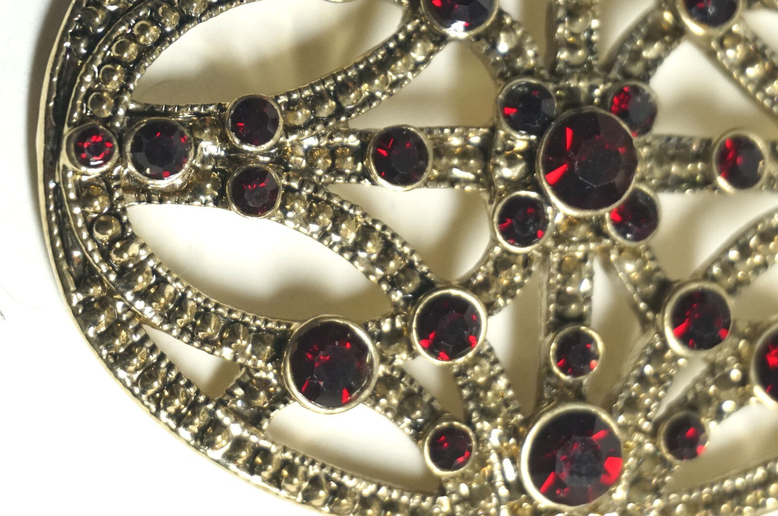 Vibrant & Darker Red Rhinestone & Acrylic Crystal Bead Pendant Necklace