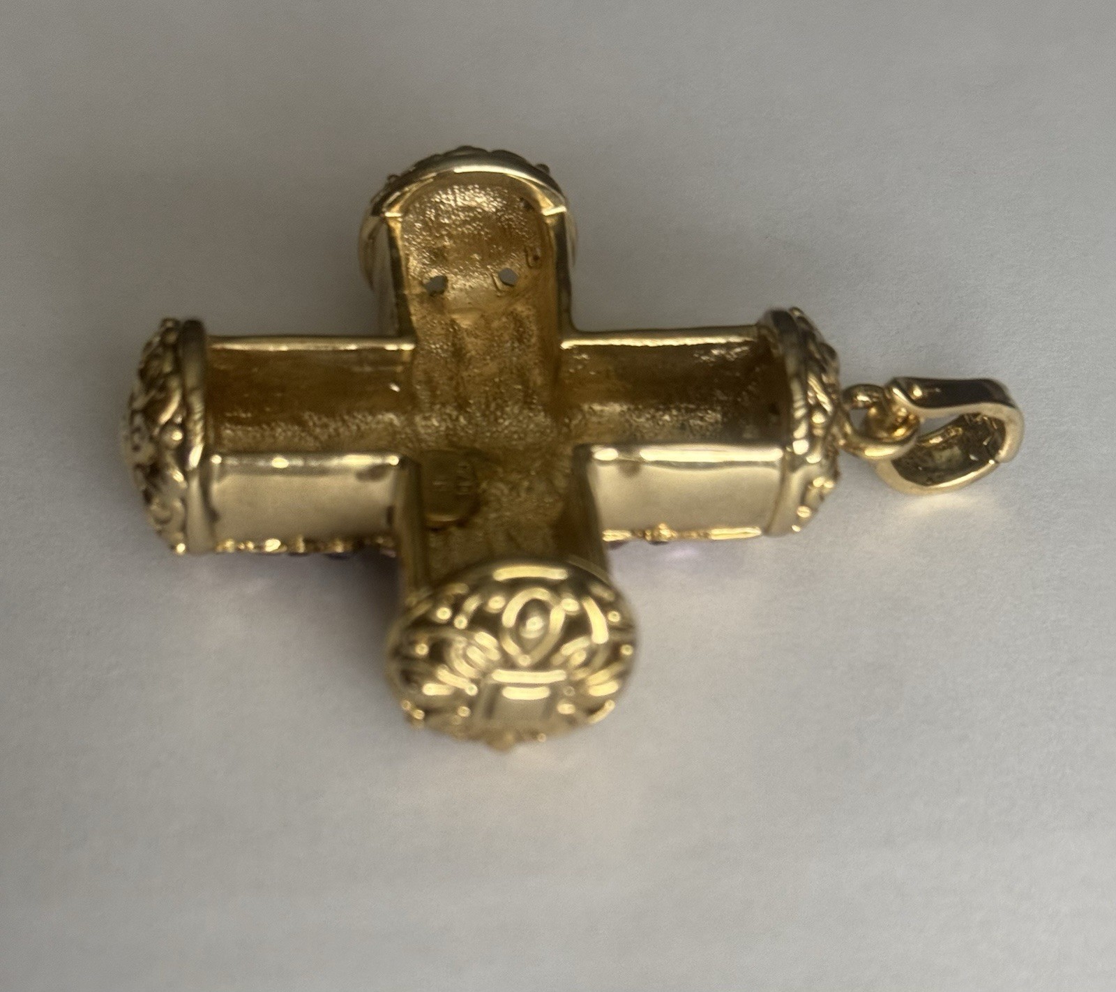 VTG Real Collectibles by Adrienne HSN Heavy 68g Pastel Crystal Byzantine Cross
