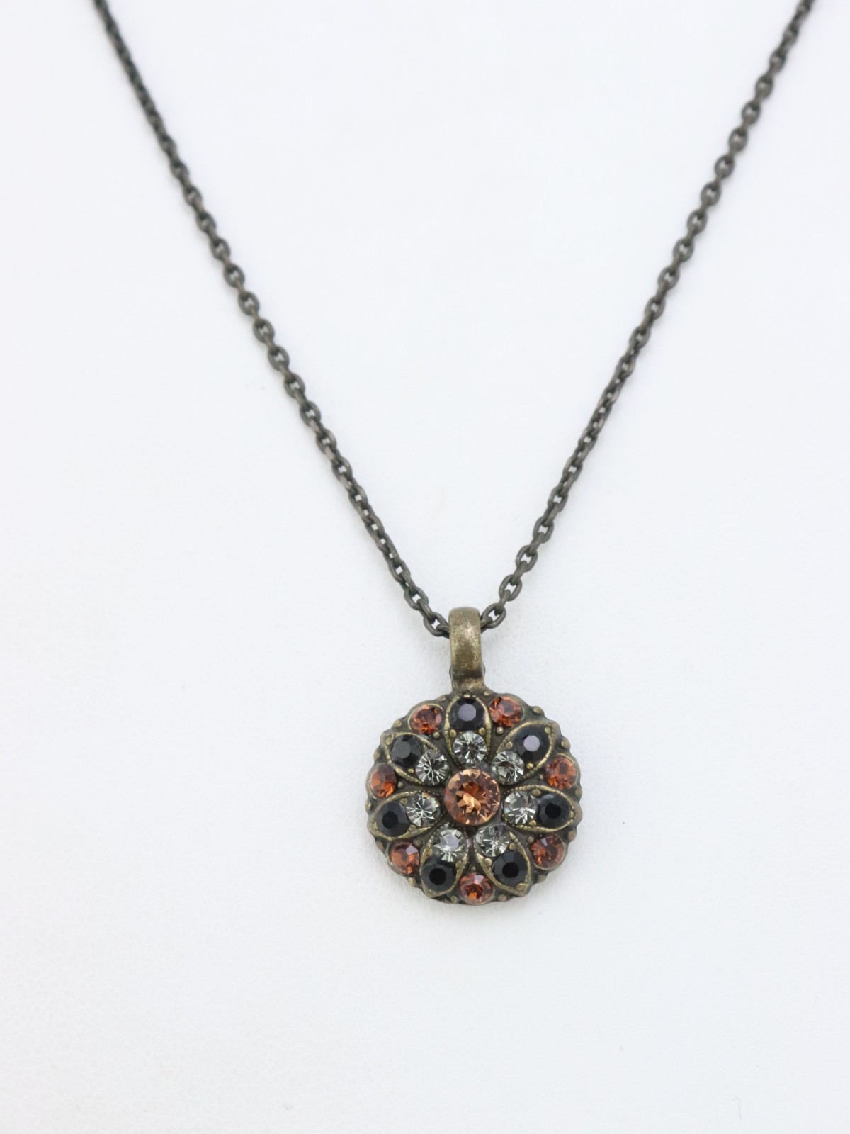MARIANA Crystal Rhinestone Cherub Guardian Angel Pendant Necklace Orange Black