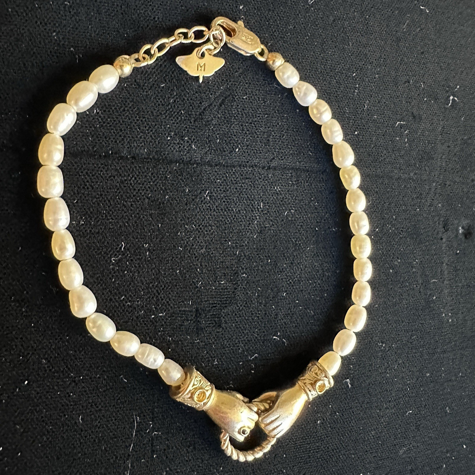 Missoma X Harris Reed 18k Gold Plate/ Natural Pearls In Good Hands Bracelet READ