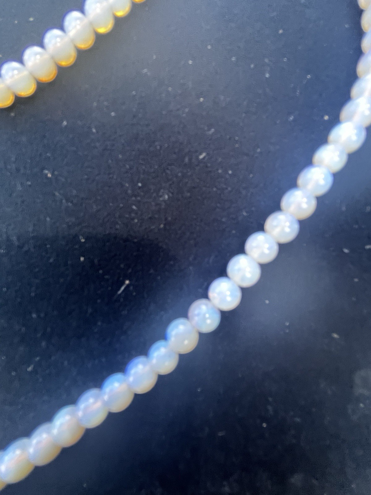 Australian Opal Bead Necklace SS Silver Clasp Round Beads Good Color 18” #1