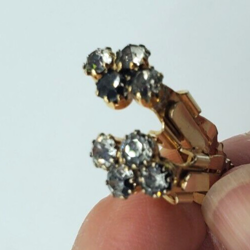 Vintage Bunch of Grapes Rhinestones Mid Century Floral Pin An Clip Earrings