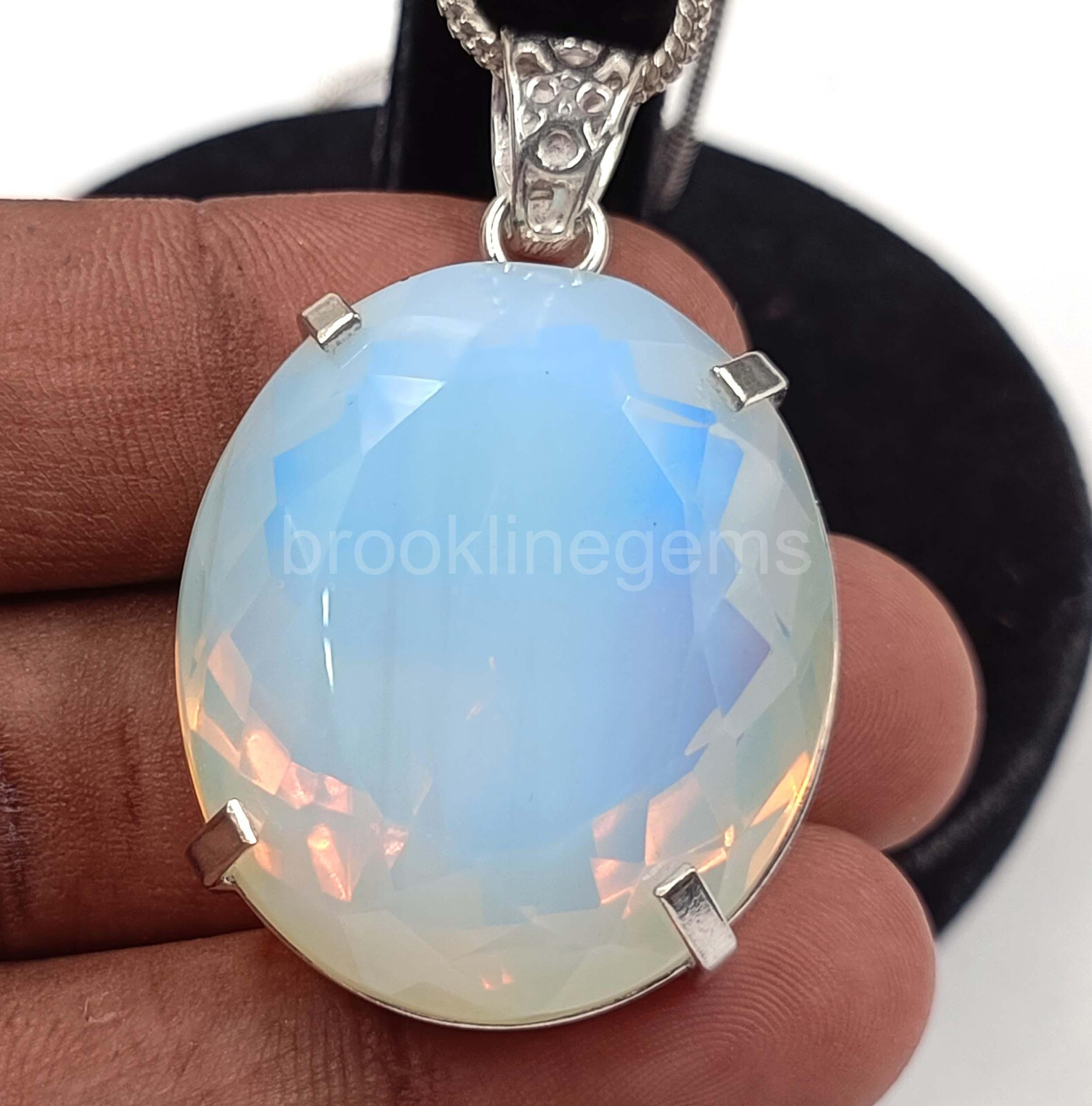 Oval Cut 123.60 Ct Blue Opal EGL 925 Solid Silver Pendant Loose Gemstone 5ARE