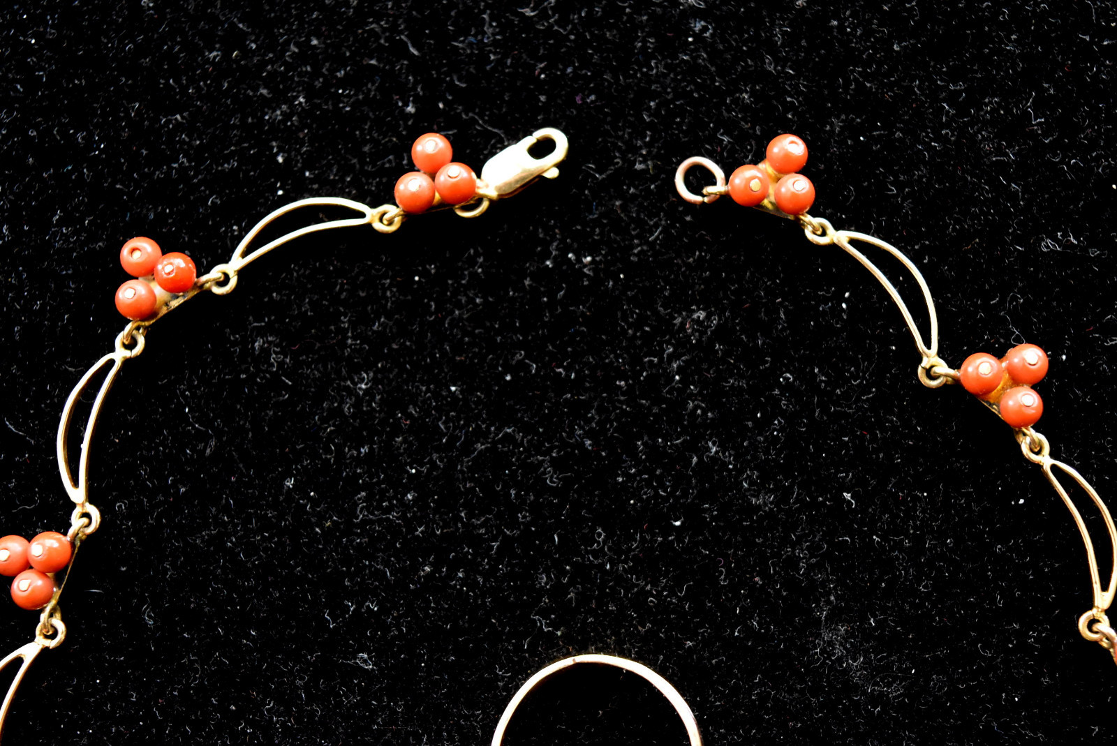 18K Solid Rose Gold and Natural Untreated Coral Necklace, Earrings & Ring Set