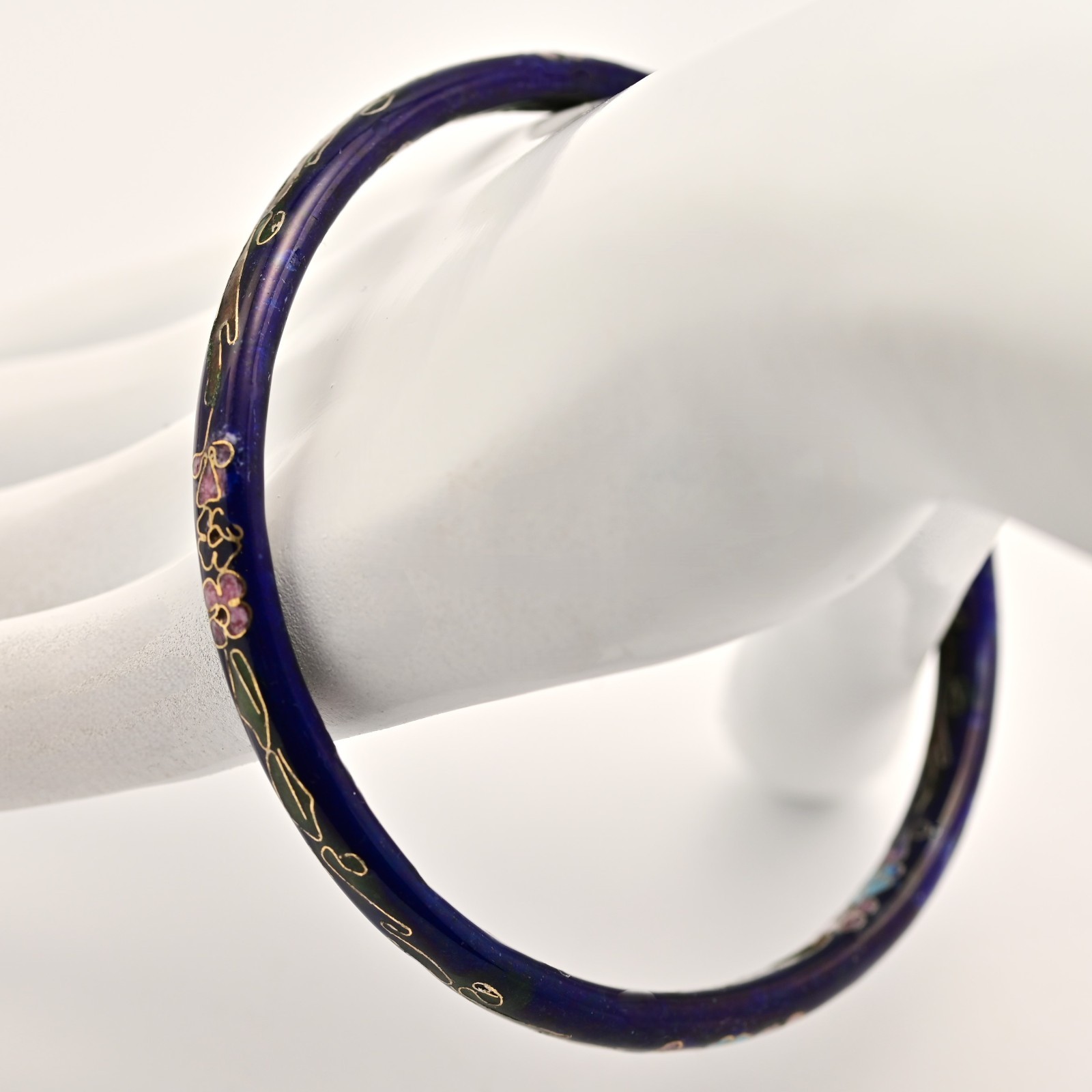 Chinese Vintage Original Enamel Cloisonne Asian Champleve Estate Bangle Bracelet