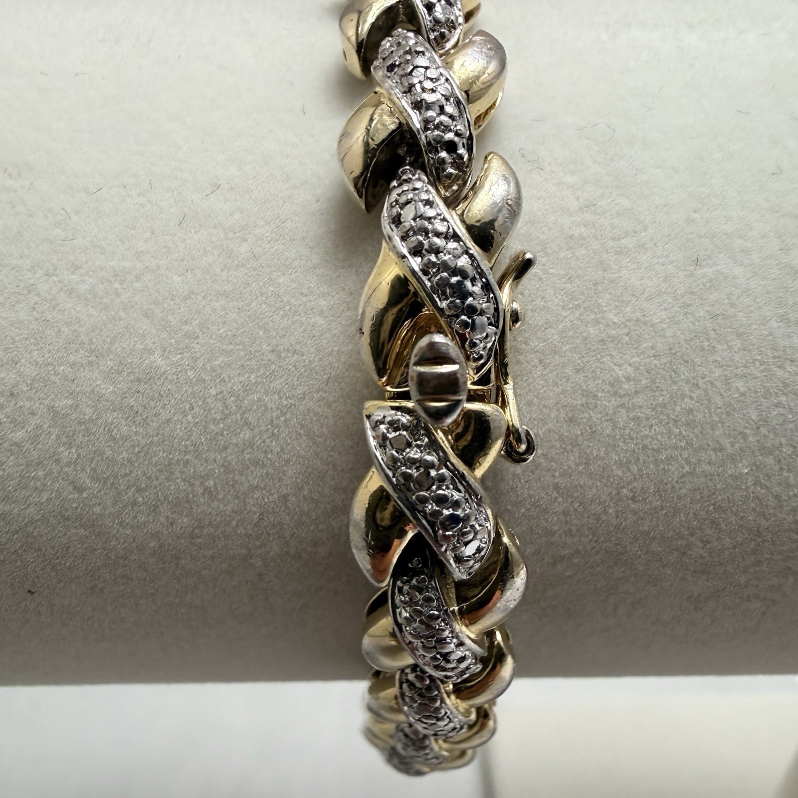 Vintage Substantial 22.5g Sterling Silver 925 Textured X Link Bracelet 7.25″