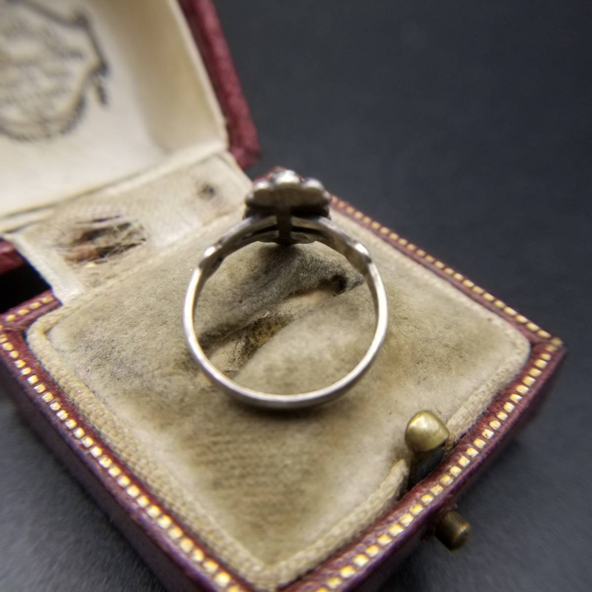 1950s BELL TRADING POST Jasper Flower Motif Sterling Silver Vintage Ring 2g