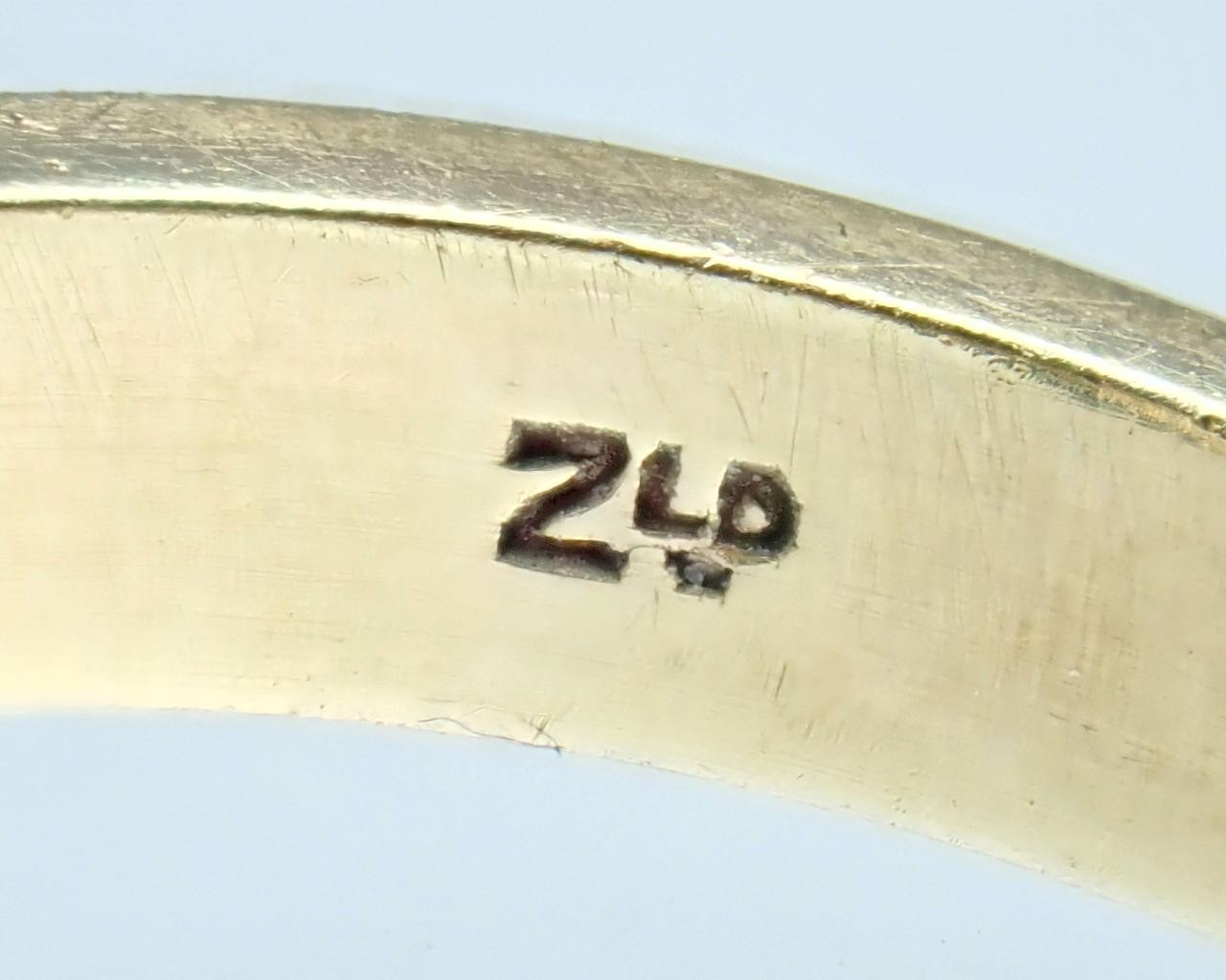 Amazing Vintage 1970s Brutalist Modernist 9K Gold Pyrite Cocktail Ring 1971 7.25