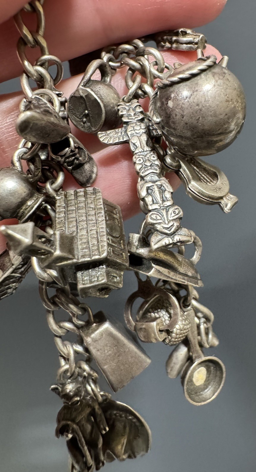 Vintage Sterling Silver Charm Bracelet Southwest Western 24 Charms 1.64oz