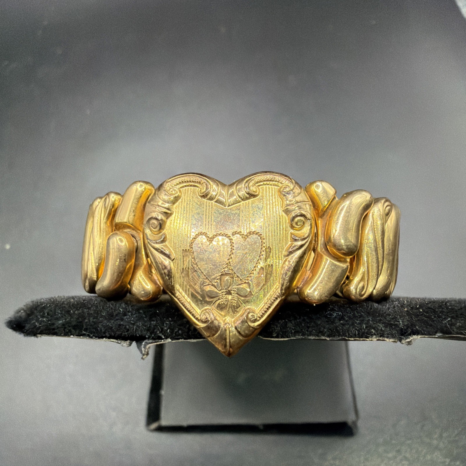 Vintage 1943 Speidel Made Phoenix HEART Expansion Bracelet 5″-7 1/4″ Excellent