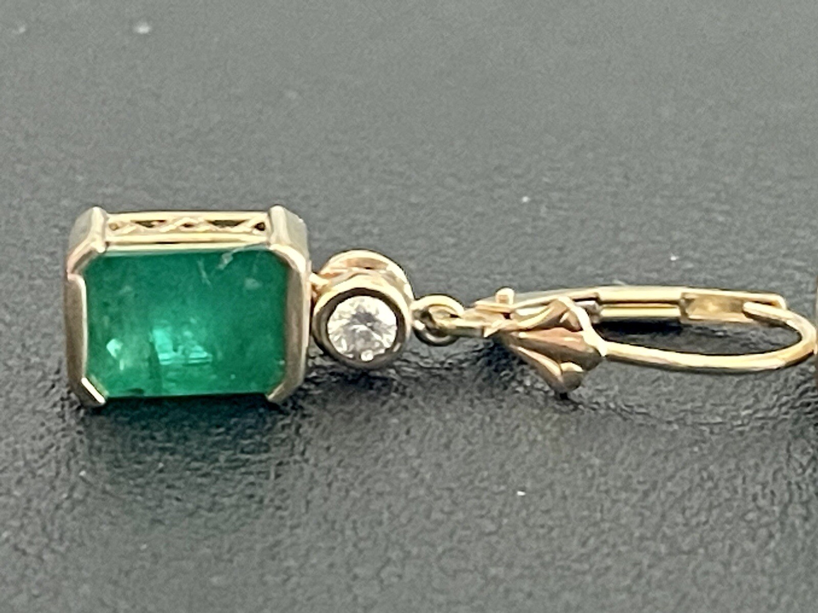 14KY Yellow Gold Emerald & Diamond Earrings (X47)
