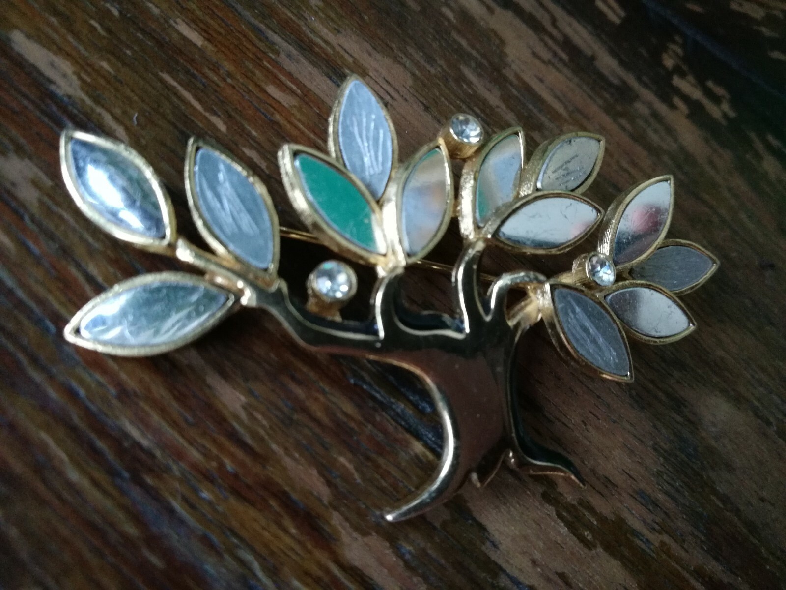 Vintage Orena Paris Tree of Life Gold Tone Brooch Pin Trombone clasp