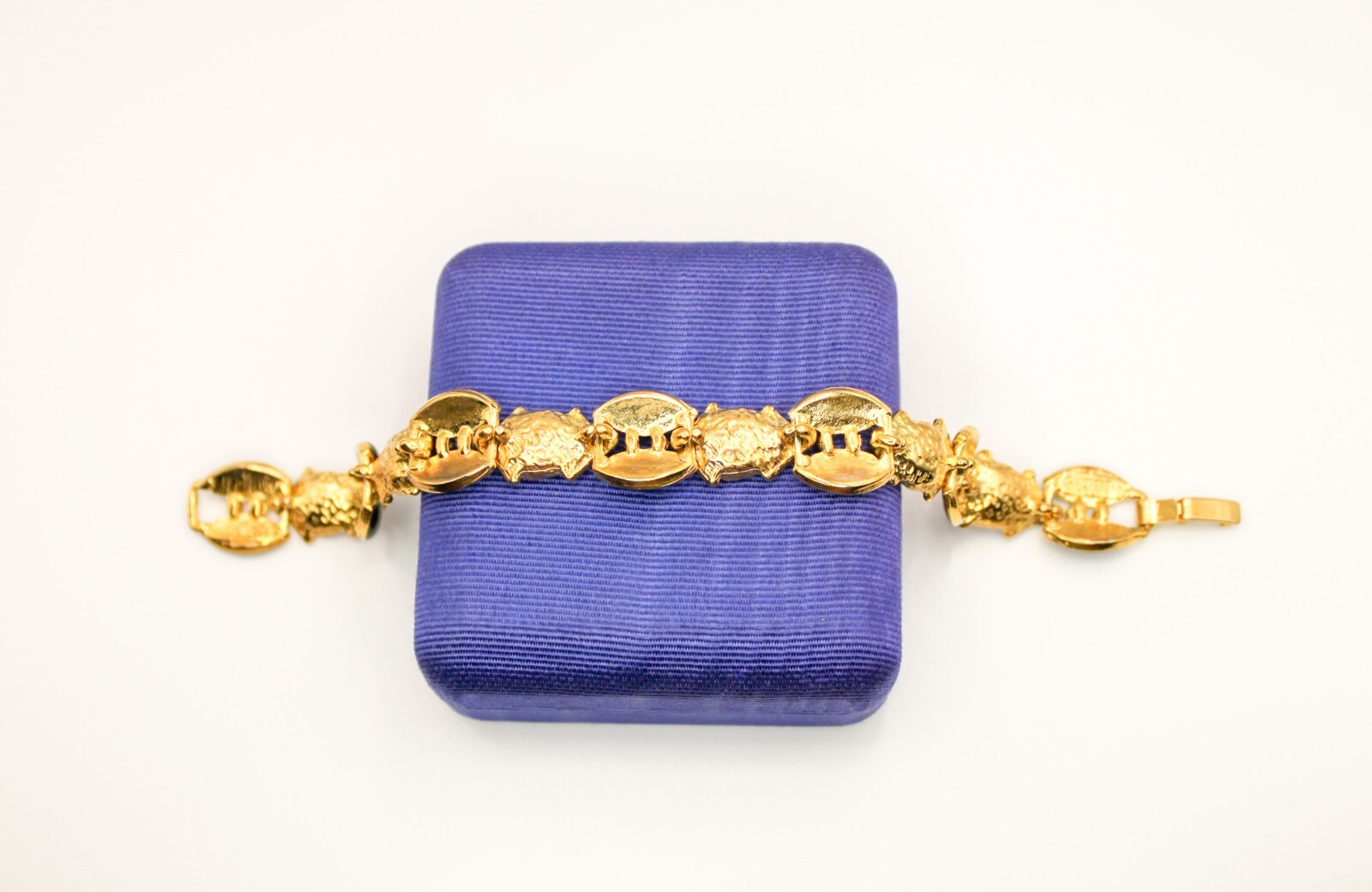 Vintage ORENA of PARIS France Rhinestones Enamel Heart Link Bracelet Gold Tone