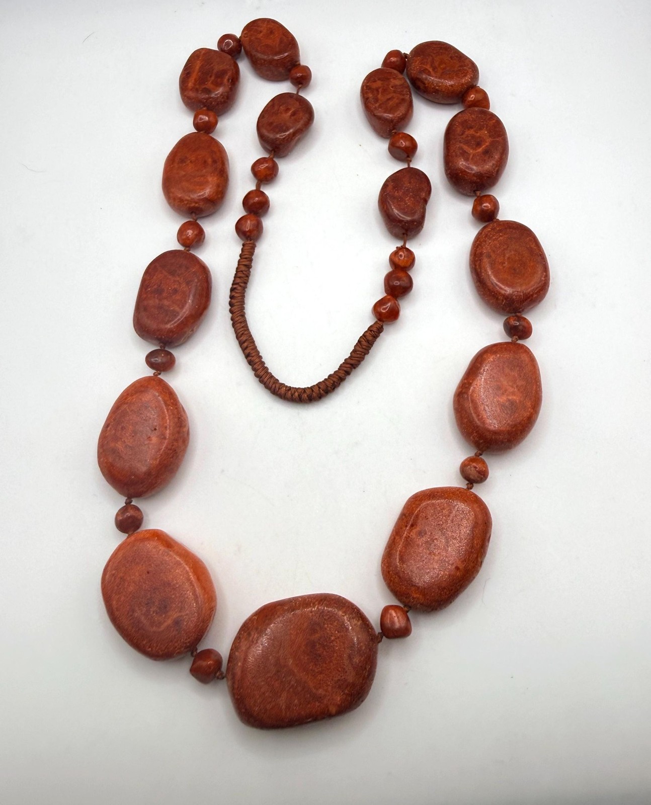 Vintage heavy large red sponge coral beaded necklace