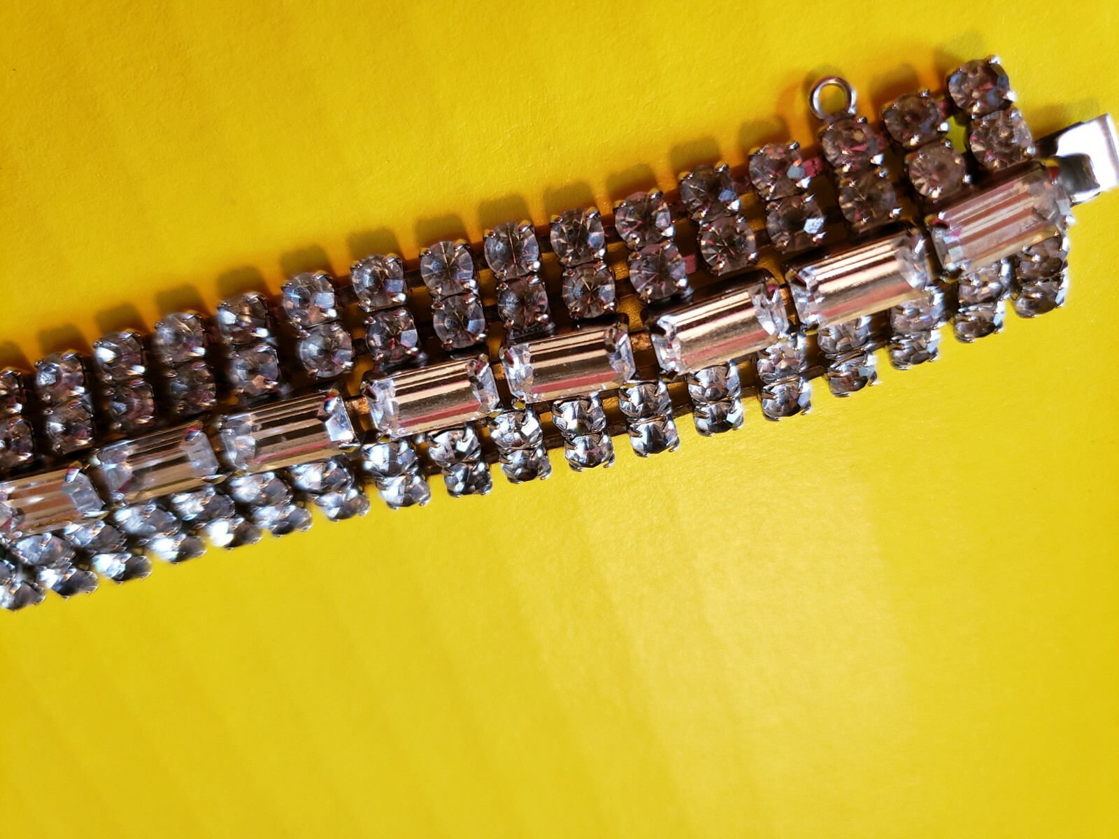 Vintage 5 Row Unbranded Rhinestone Bracelet 7 1/4″
