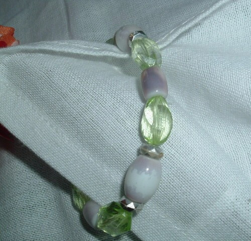 Vintage Green Purple White Stretch Bracelet