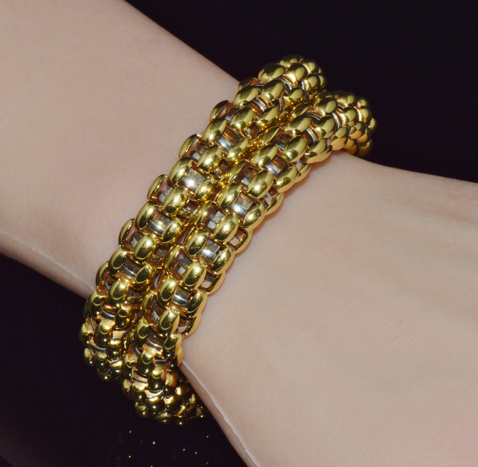 RARE VINTAGE FOPE AMETHYST 18K SOLID GOLD DOUBLE WRAP SNAKE FLEX’IT BRACELET