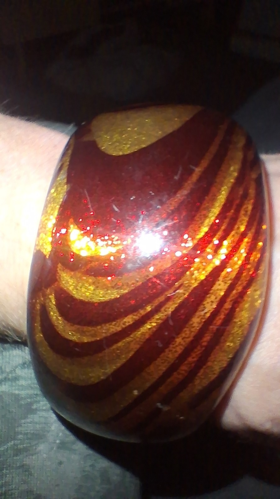 Vintage Swirl Pattern Bangle Acrylic Gold Glitter Brown Wave Chunky Statement