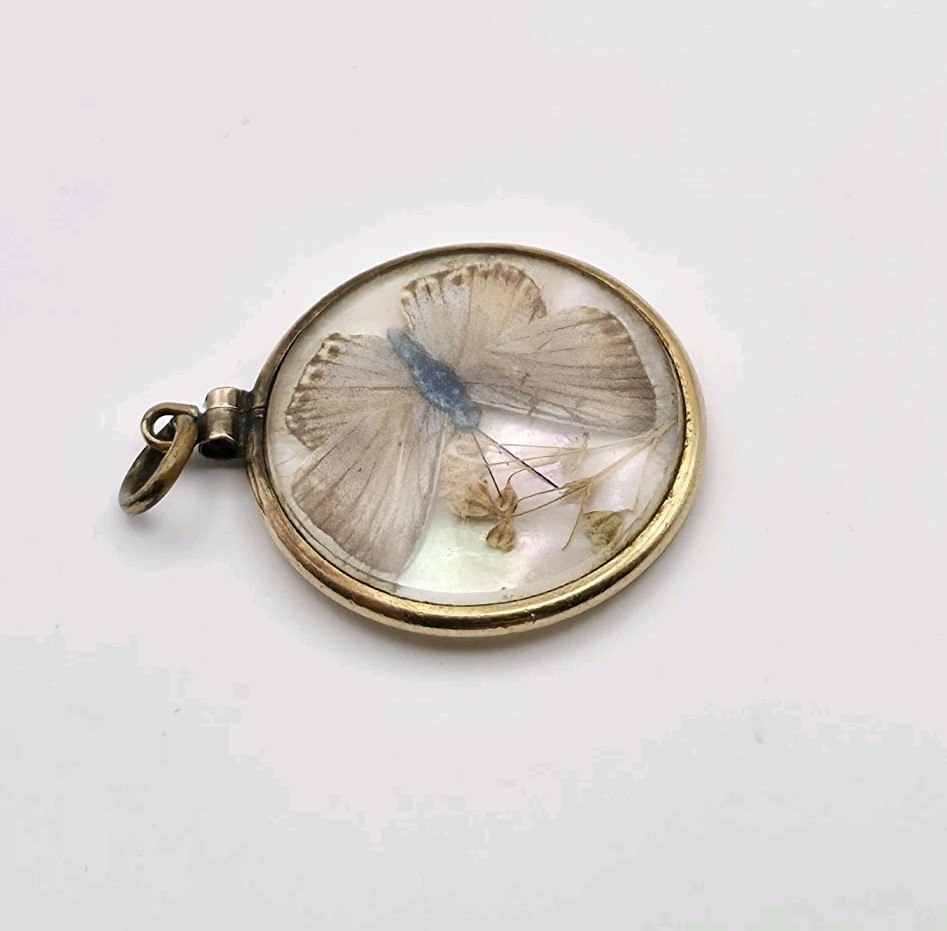 Vintage Victorian Gold Filled Butterfly Wings Double Sided Pendant Charm