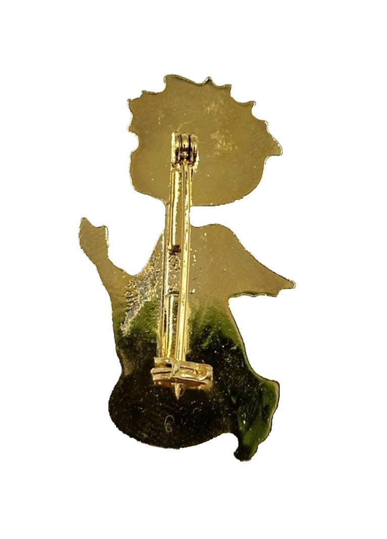 Gold Tone Praying Angel May Emerald Birthstone Rhinestone Halo Brooch Pin