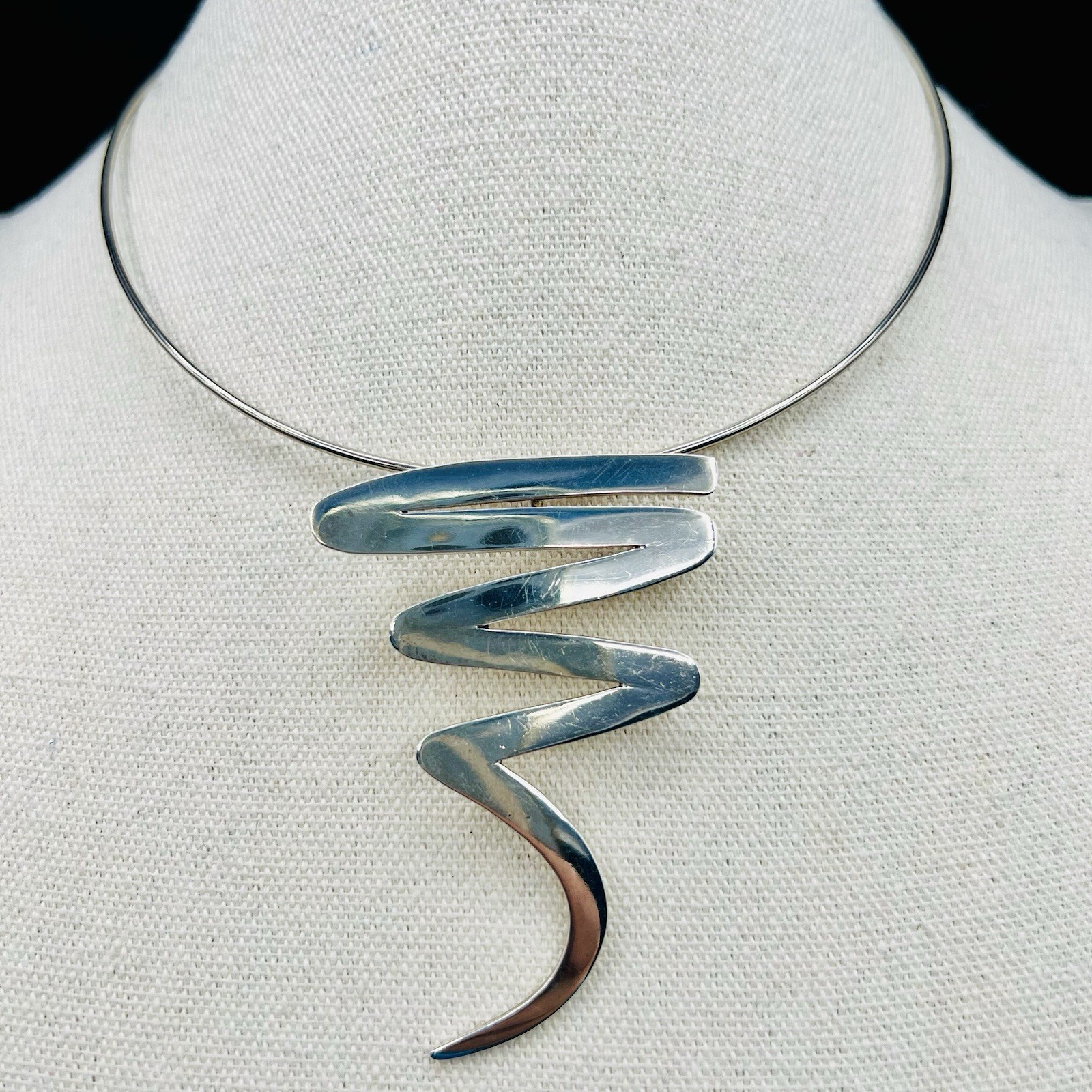 Vintage Mexico TM-248 925 Sterling Modernist Brooch Pendant Necklace Convertible