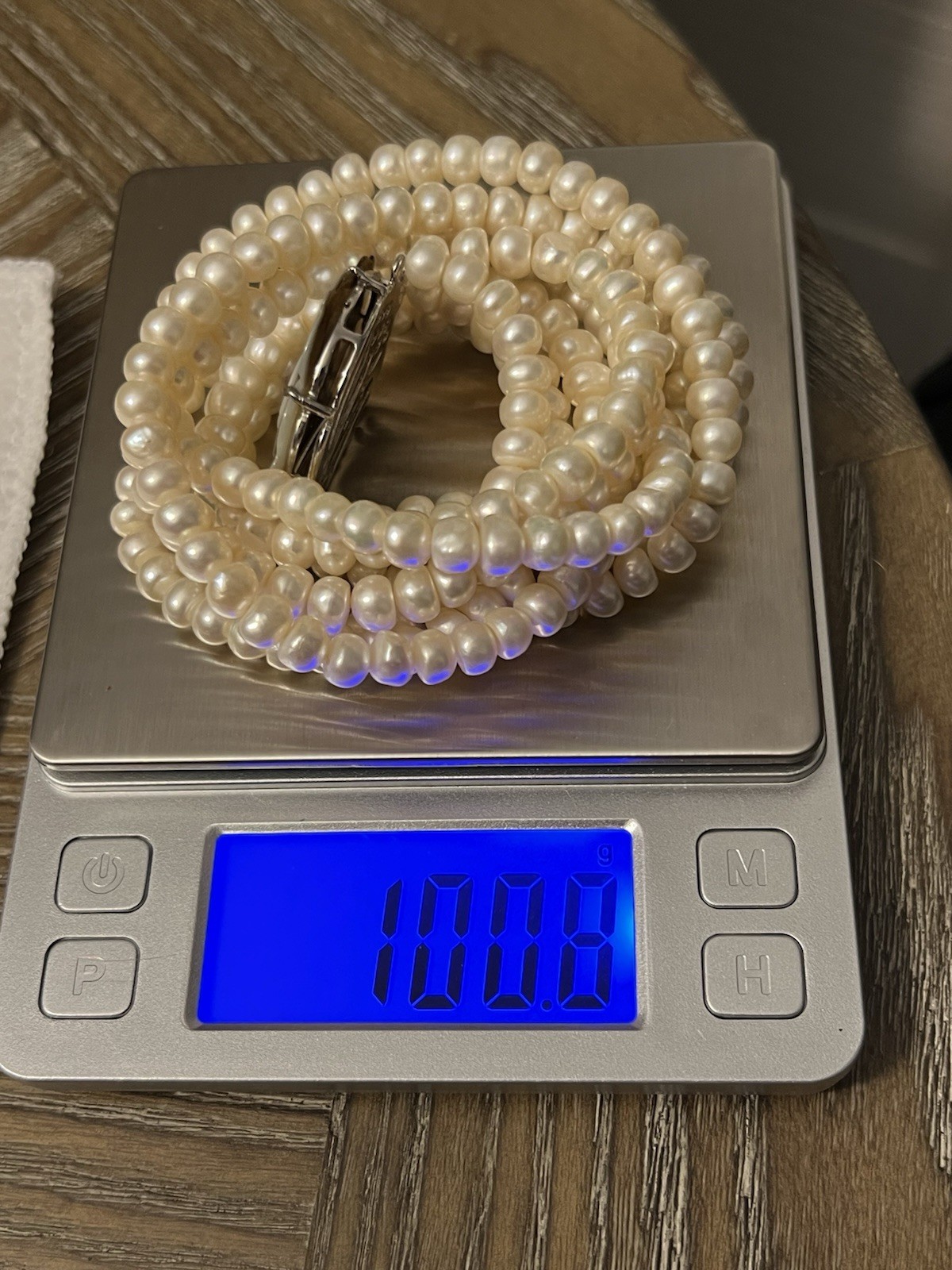 ESTATE 3 STRAND GENUINE WHITE PEARL NECKLACE 18-19” ABALONE FLOWER CLASP