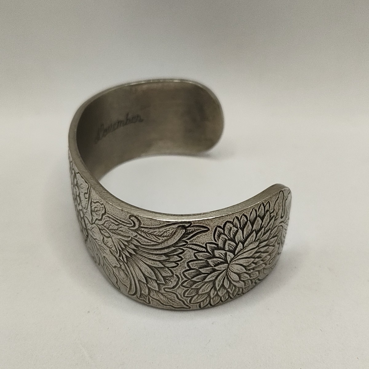 Salisbury Pewter Classic Flower Of The Month Cuff Bracelet November Floral Art