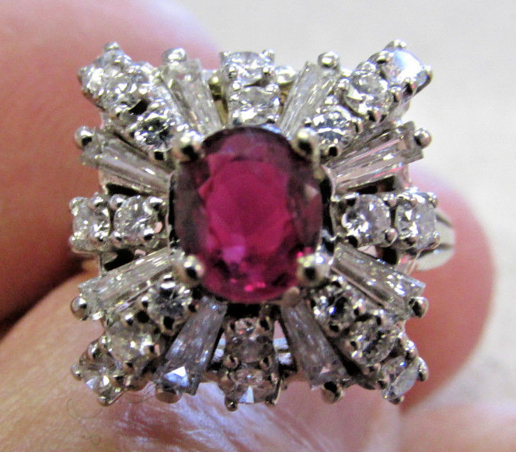 Estate Deep Red Natural Blood Ruby & Diamond Ring G-VVs1- size 7 Make Offer