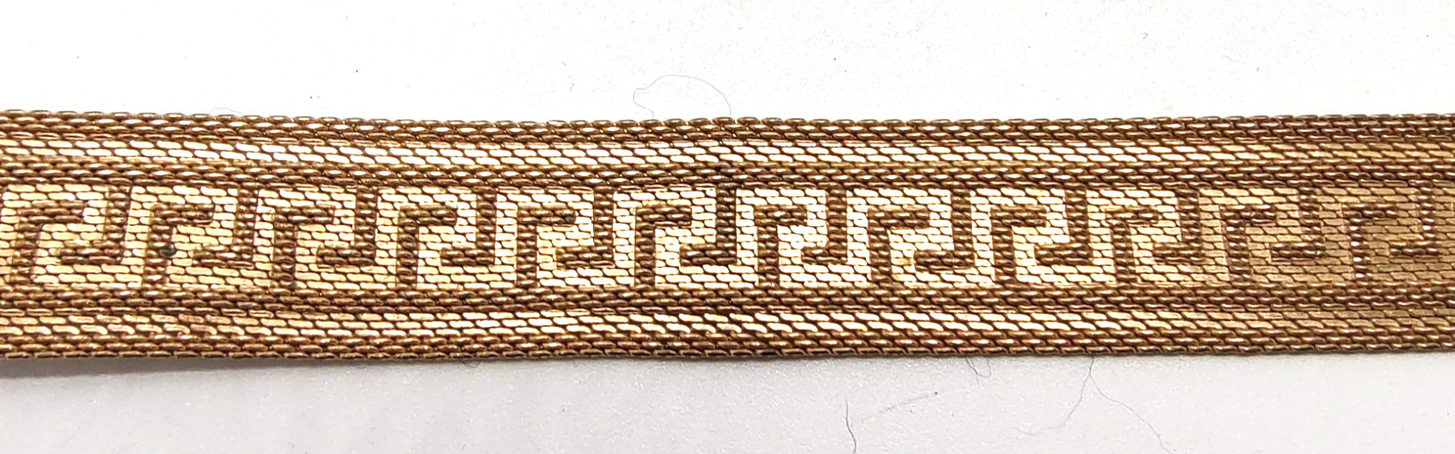 Art Deco Byzantine Greek Key Chain Tassel Gold Tone Mesh Slide Bracelet!
