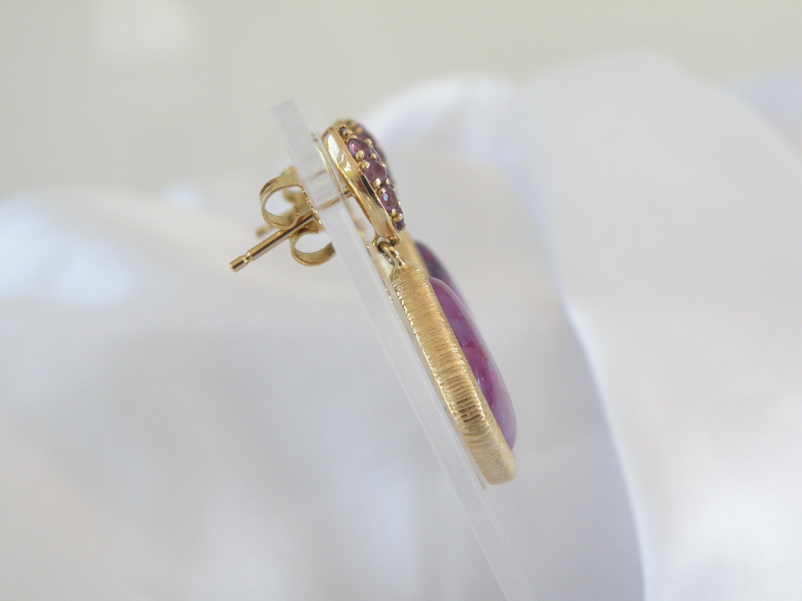 Gold on Sterling Silver 925 Purple Turquoise Amethyst Modern Dangle Earrings