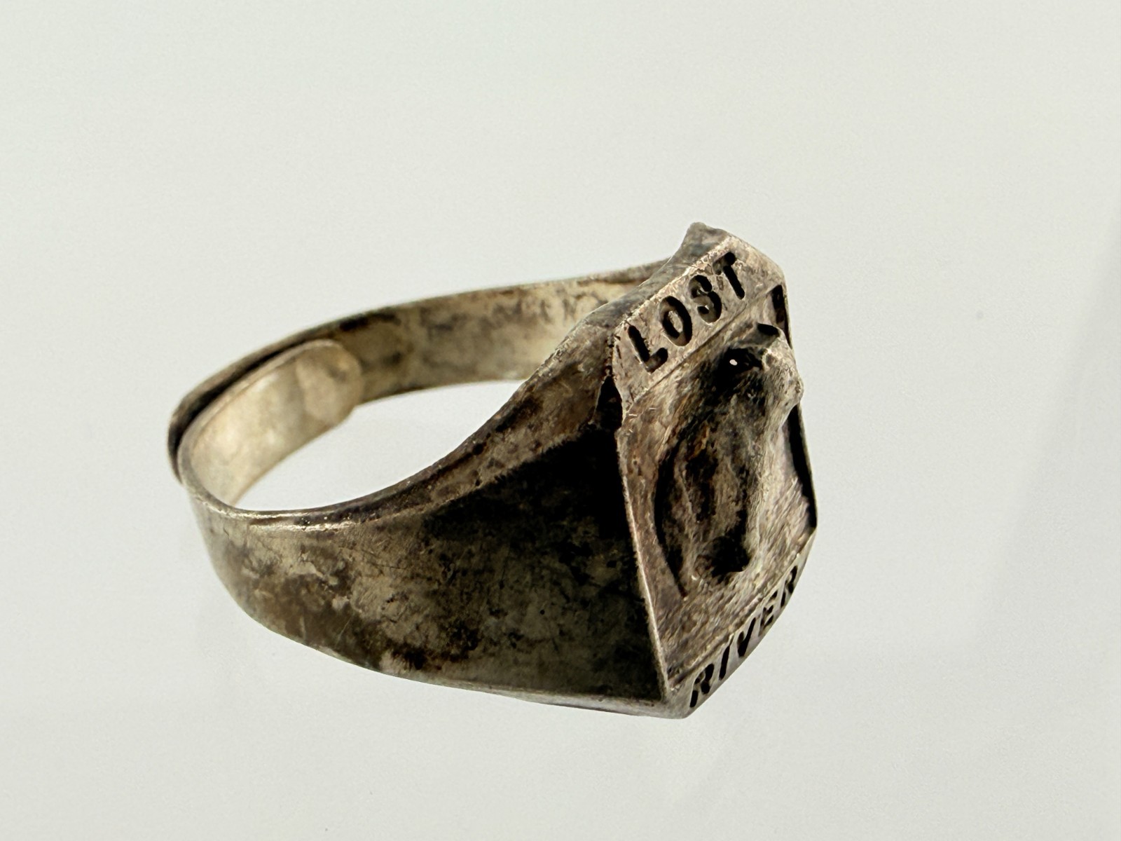 Vintage Robbins Co Attleboro Sterling Silver Lost River Souvenir Adjustable Ring