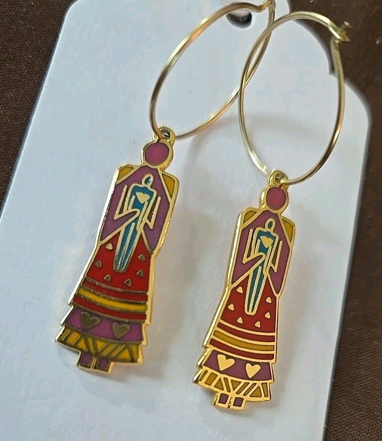 Vintage Laurel Burchkindres Souls ‘Mother and Child’ Cloisonne Enamel Earrings