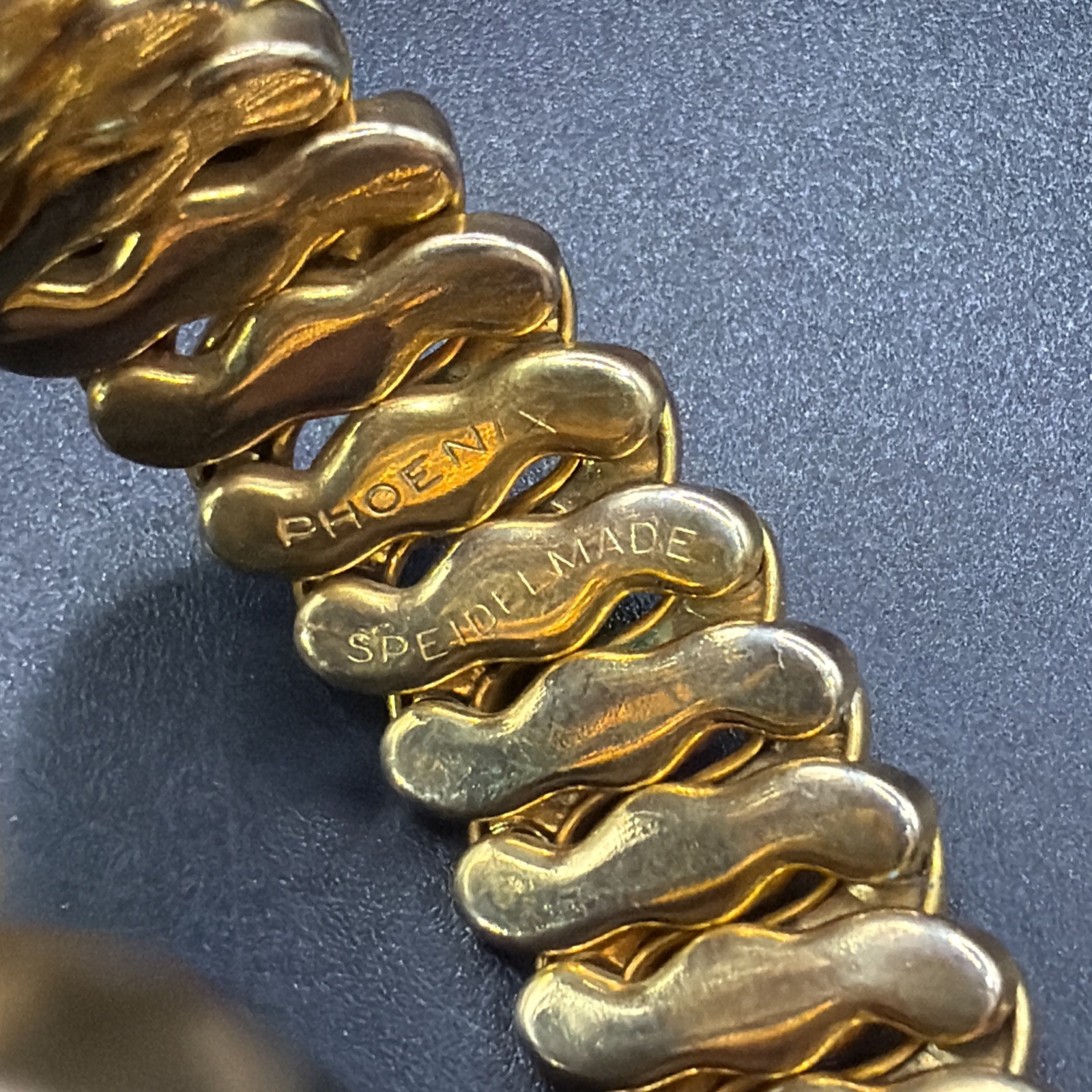 Vintage 1943 Speidel Made Phoenix HEART Expansion Bracelet 5″-7 1/4″ Excellent