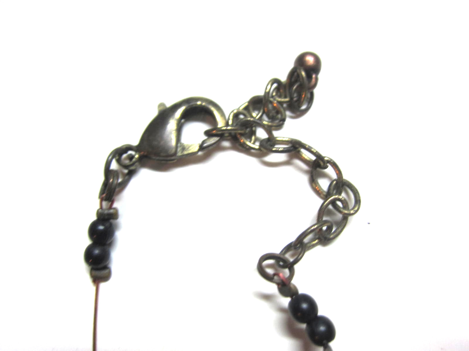 Vintage 80’s Art Pendant on Chip Beaded Necklace Costume Jewelry