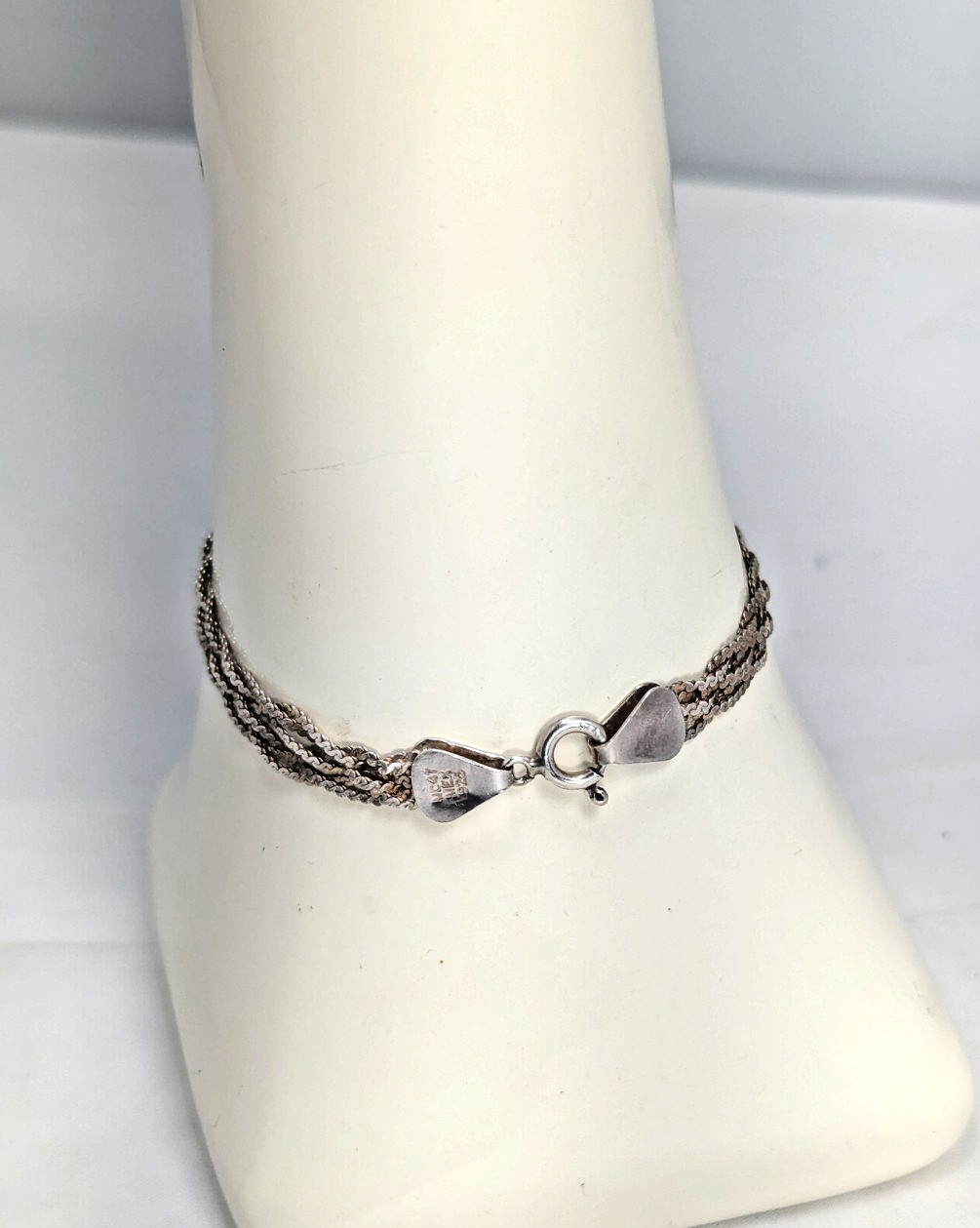 Five Strand Sterling Silver Chain Braided Bracelet MC47 MEX 925 Vintage 7″