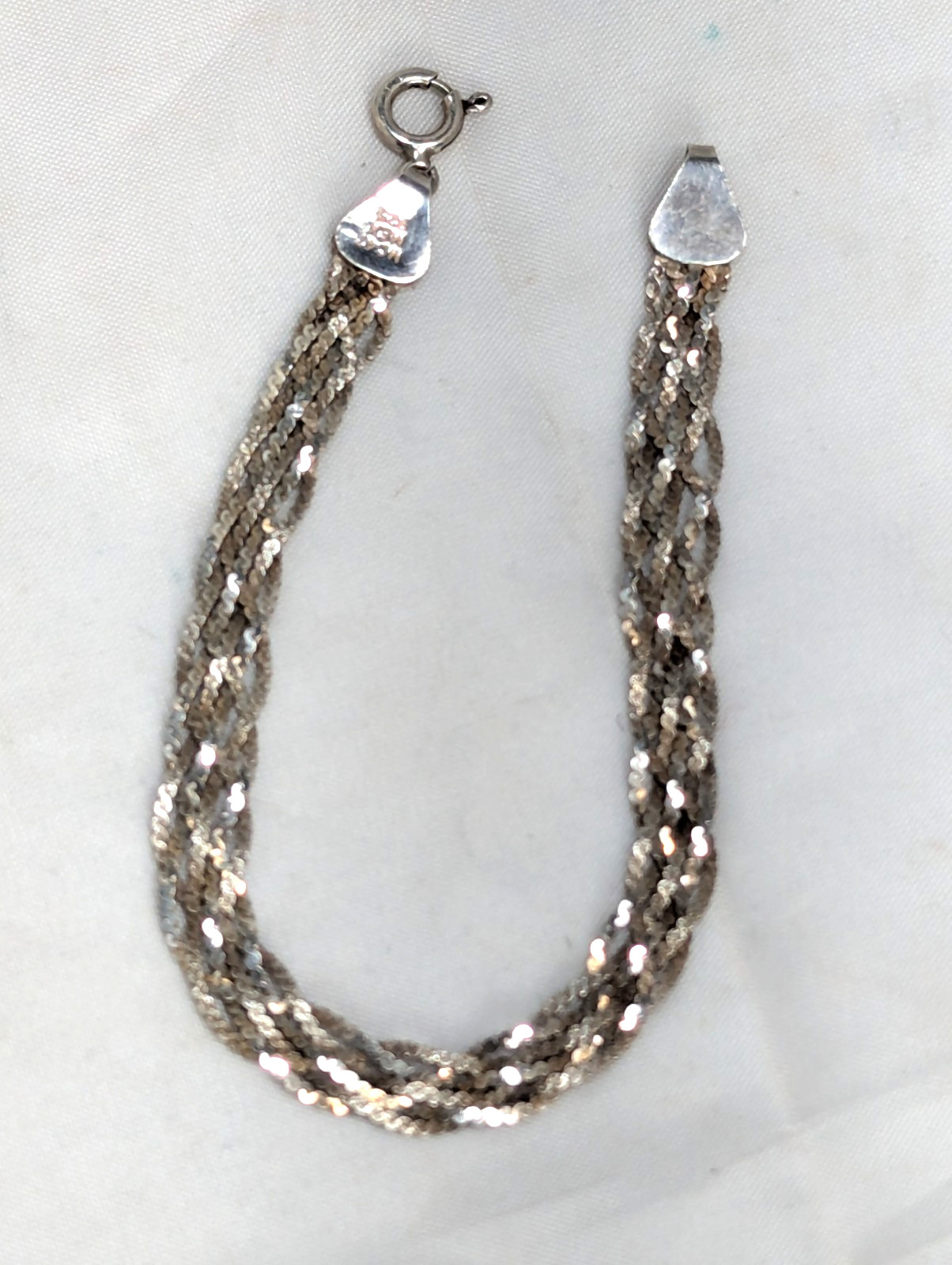 Five Strand Sterling Silver Chain Braided Bracelet MC47 MEX 925 Vintage 7″