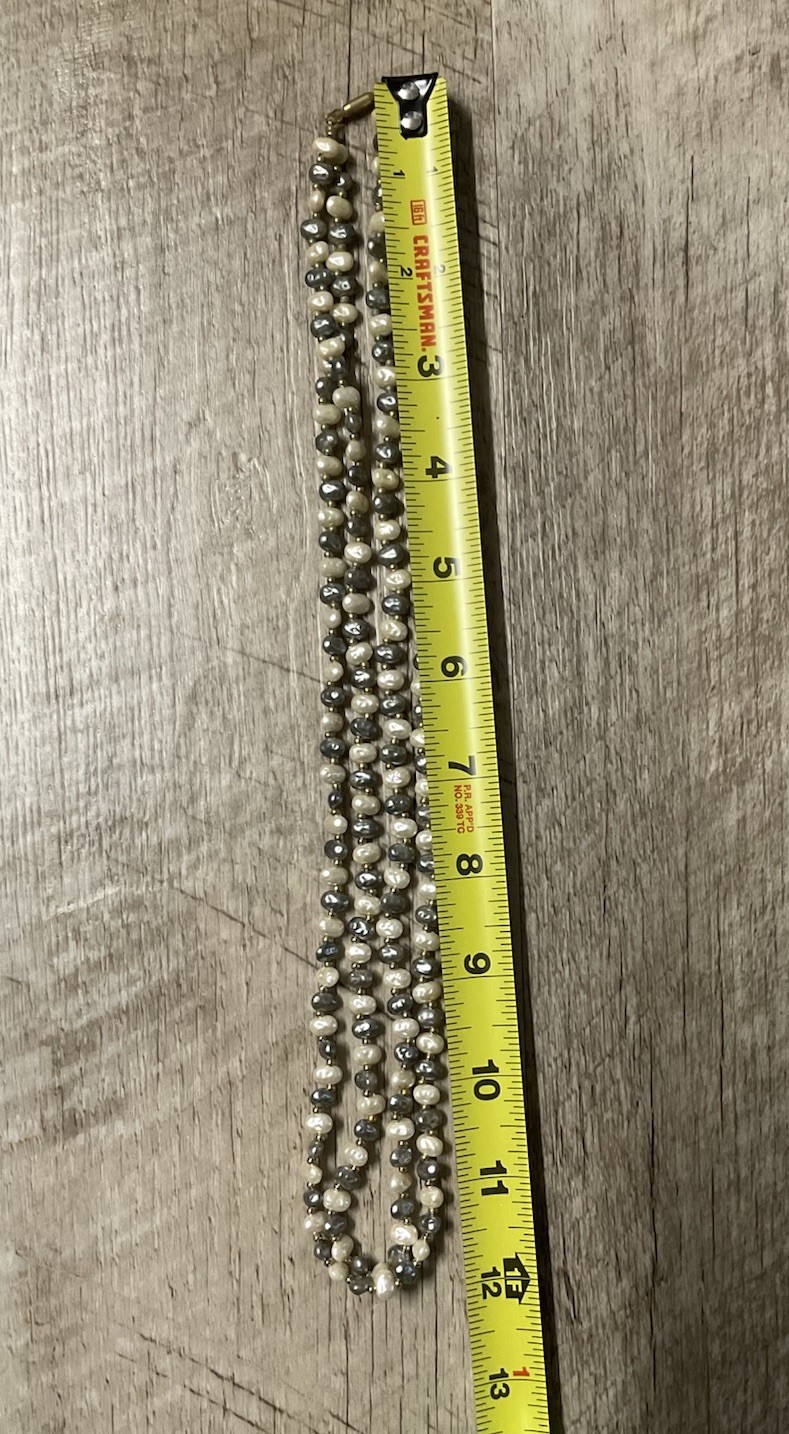 Faux Gray /White Freshwater Pearl Bead Necklace Double Strand Vtg