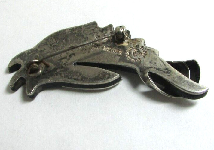 Vintage Los Castillo Onix Negro Sterling Silver Bird Pin Brooch Mexican
