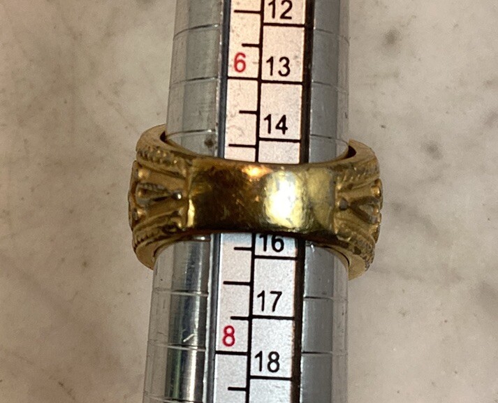 Vintage Gold Plated Byzantine Greek Faux Ruby Sapphire Peridot Ring Size 7
