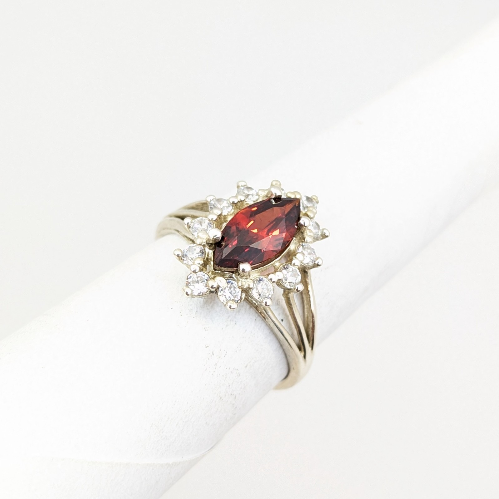 Vintage Luxury RING Silver 925 with Big Bright Stone -size: 7.5US (17.5mm) | #4