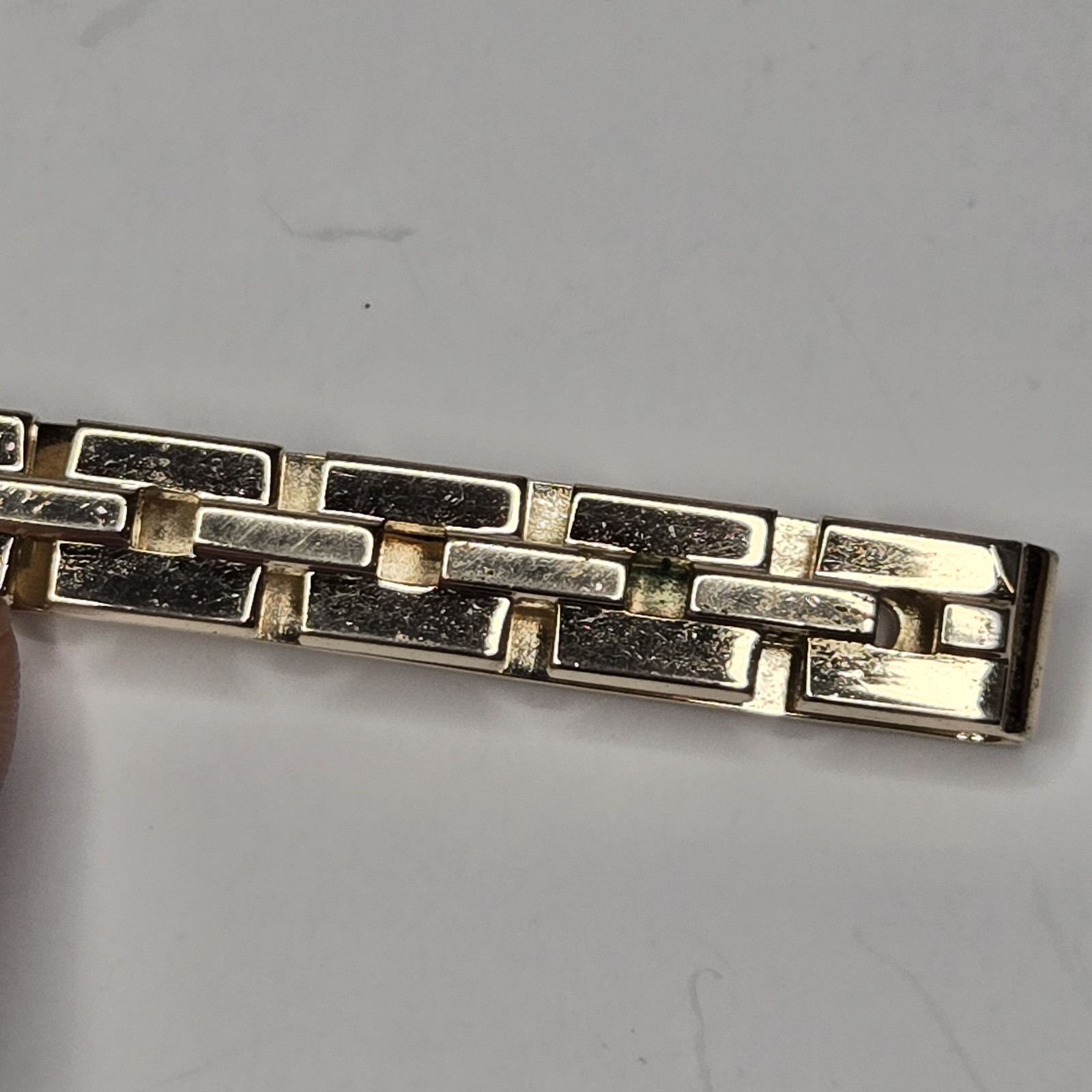 Vintage Swank Gold Tone Tie Clip Geometric Brick Watchband Link Mid Century MCM