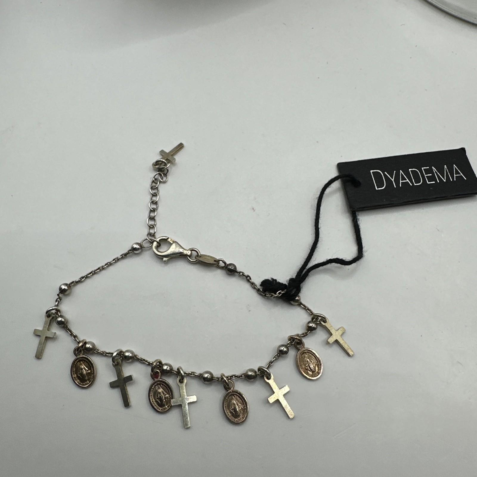 925 Vermeil Gold Over Sterling Silver Dyadema Rosary Bracelet Mary 6.5-8” NWT