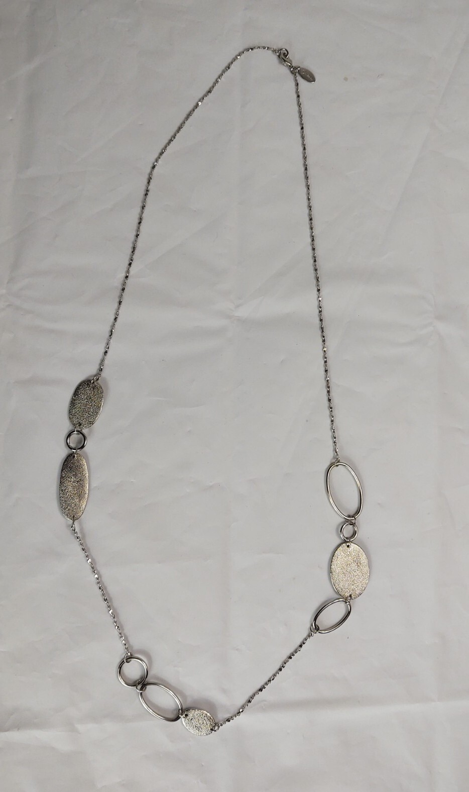 Vtg Gwen Necklace Long Silver Tone Glitter Unique Beads Crystals Costume Jewelry