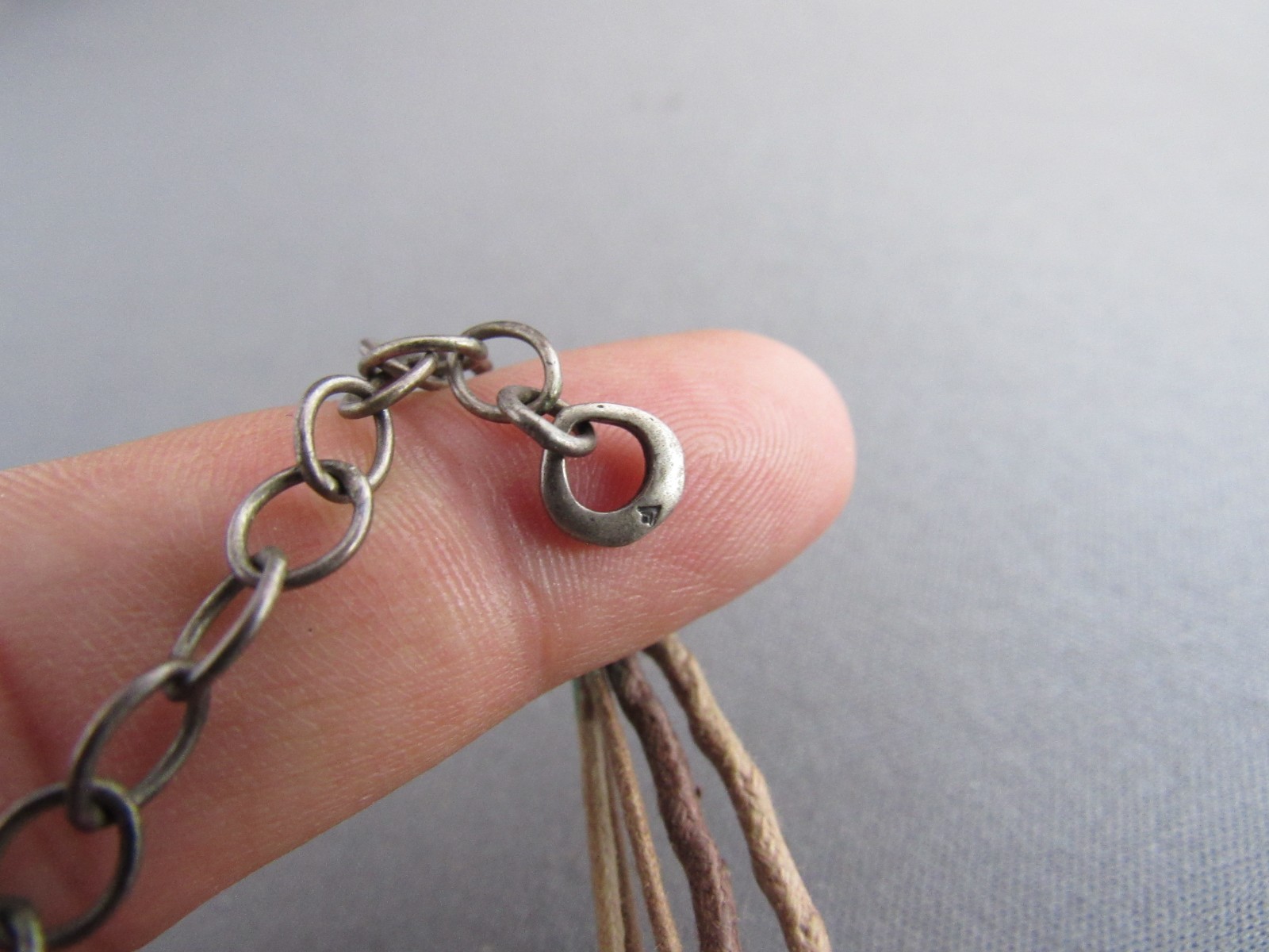 VINTAGE SILPADA HAMMERED STERLING HEMP ROPE FLOATING HOWLITE PENDANT NECKLACE