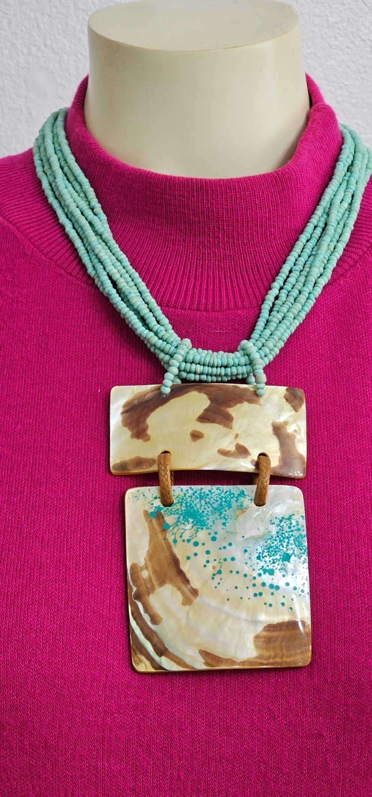 Made in the Philippines Rare necklace handmade and vintage made of seashell,