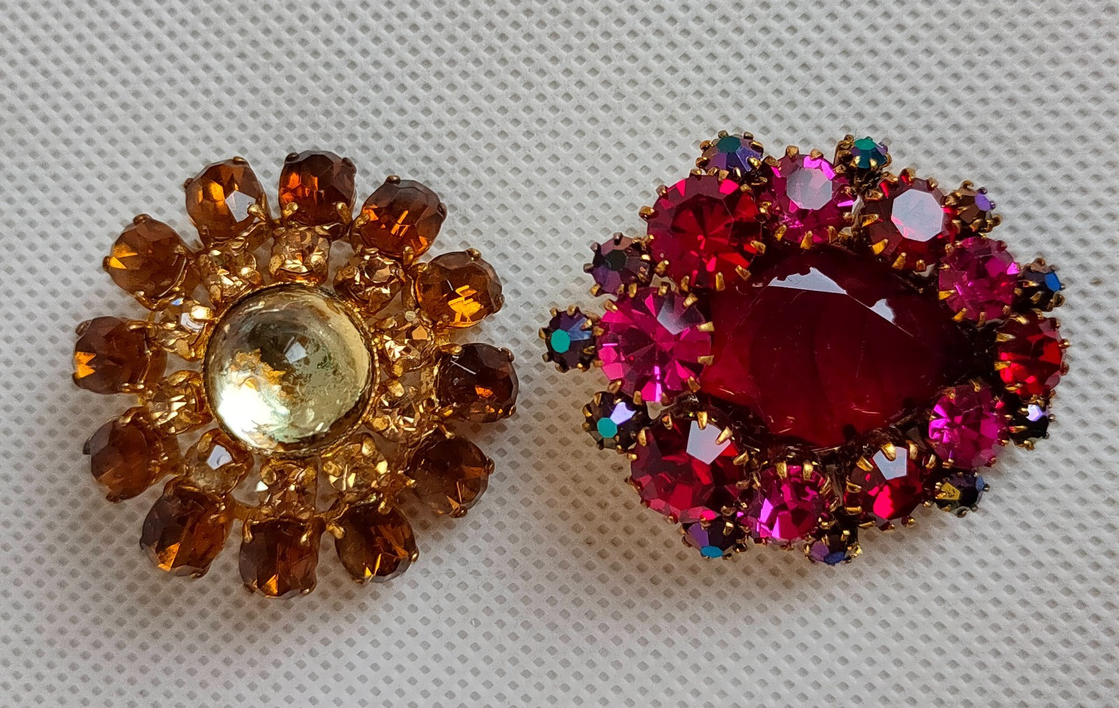 Vintage set of Soviet Czechoslovakian brooches with stones, 6 pcs. USSR.