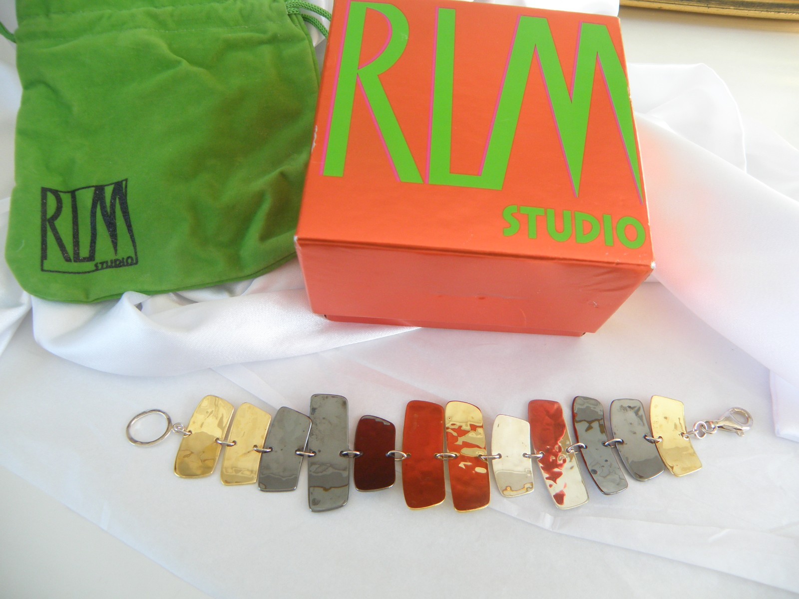 RLM Studio 925 Sterling Silver 925 Mixed Metal Modernist Statement Bracelet 8″